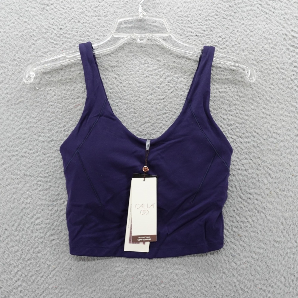 Calia Inspire Scoop Neck Tank Opulent Blue Women XS Light Support Sports Bra NEW